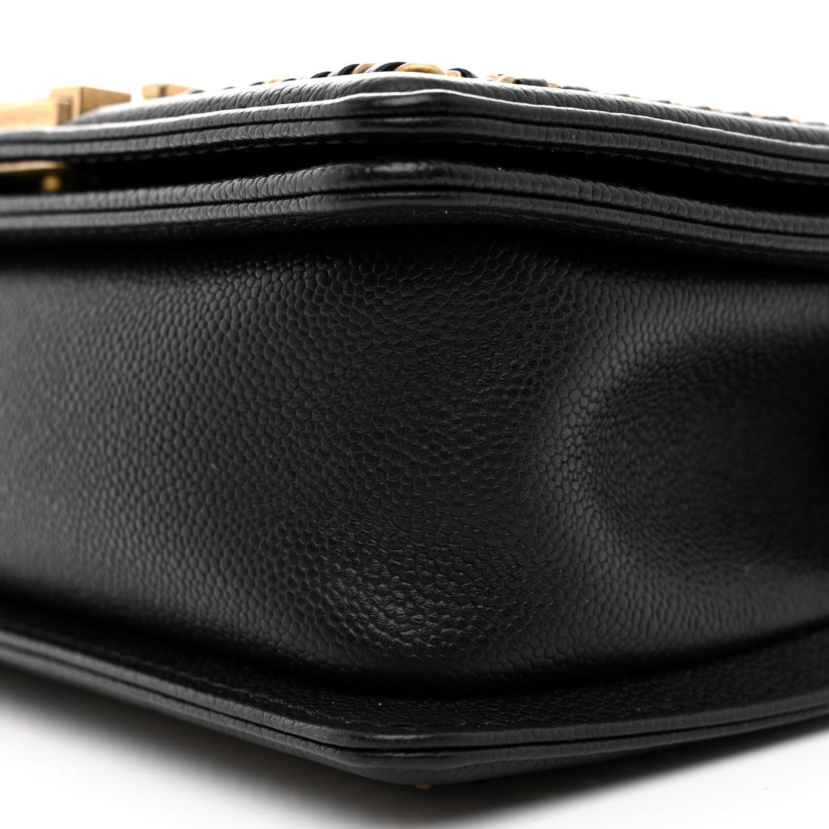 Caviar Quilted Small Chain Around Boy Flap Black