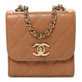 Lambskin Quilted Mini Trendy CC Clutch With Chain Brown