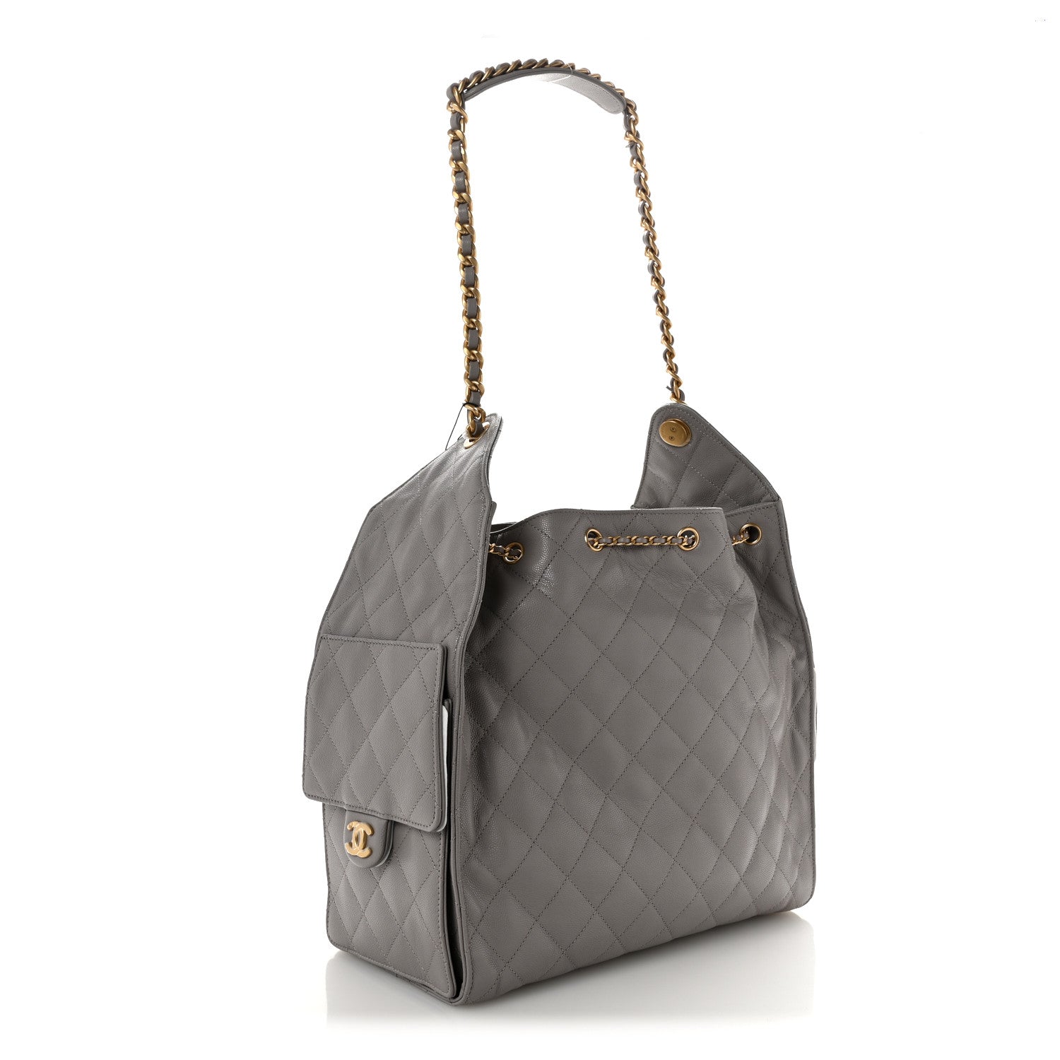 Caviar Quilted Medium Chanel 25 Handbag Dark Grey