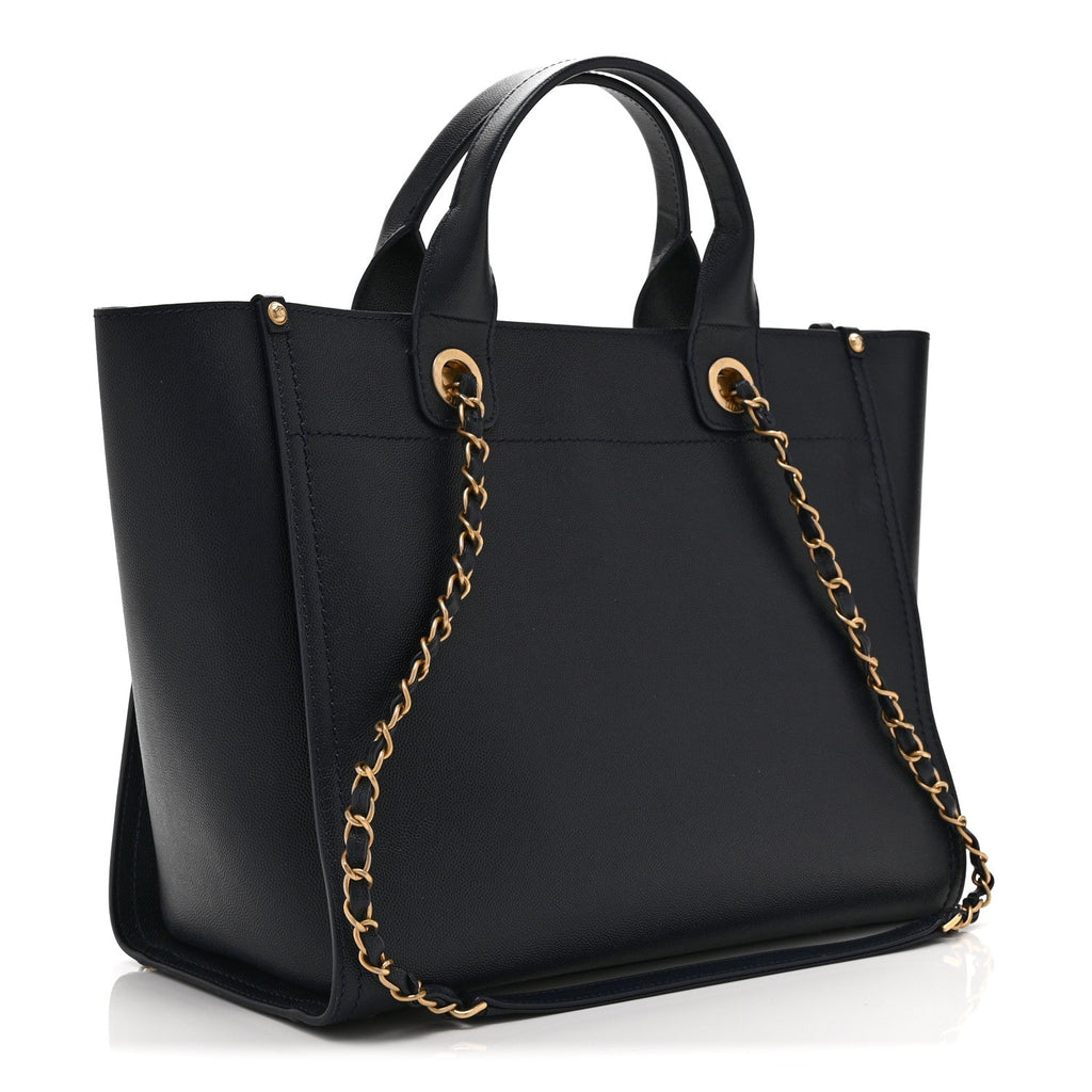 Caviar Small Studded Deauville Tote Navy