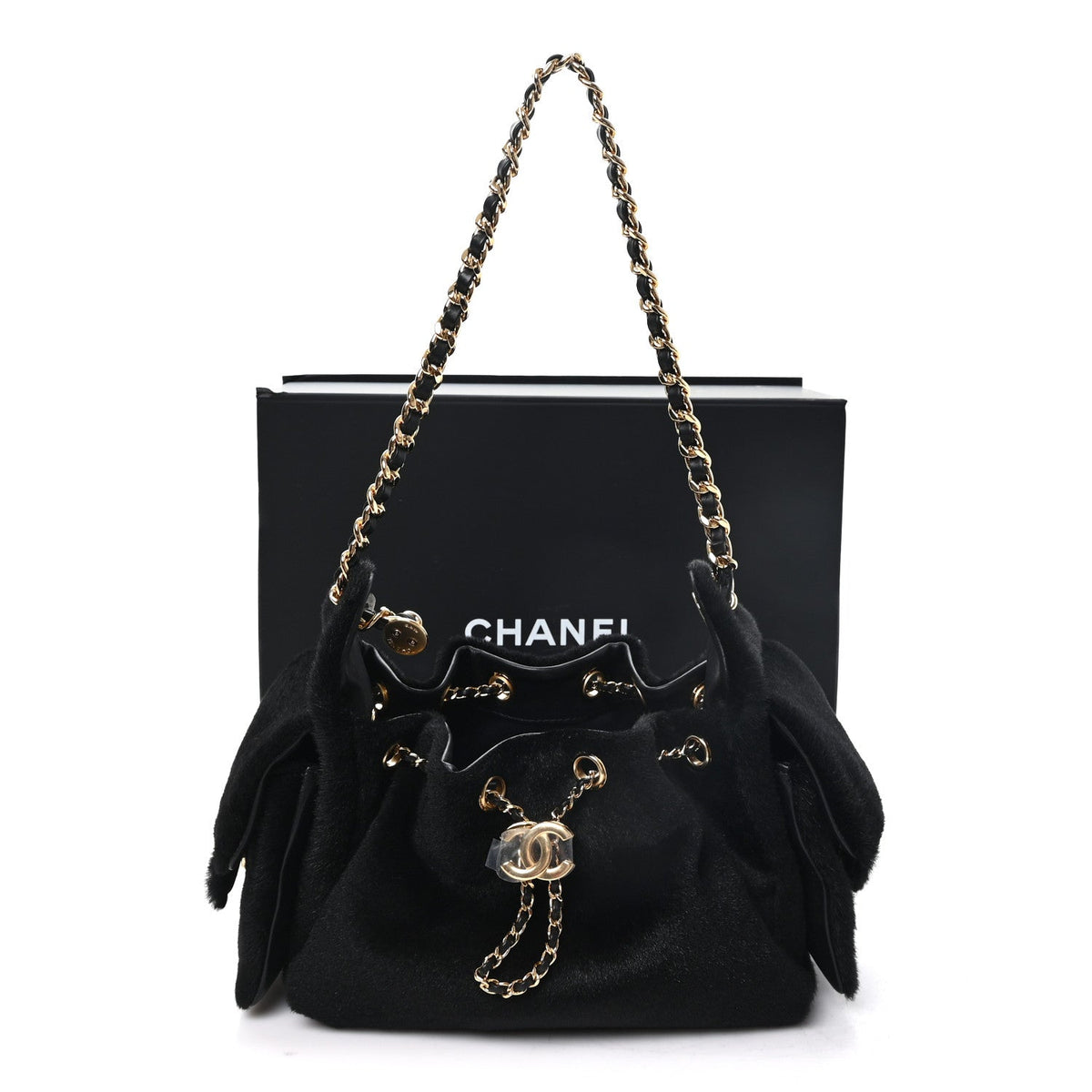Pony Hair Mini Chanel 25 Handbag Black