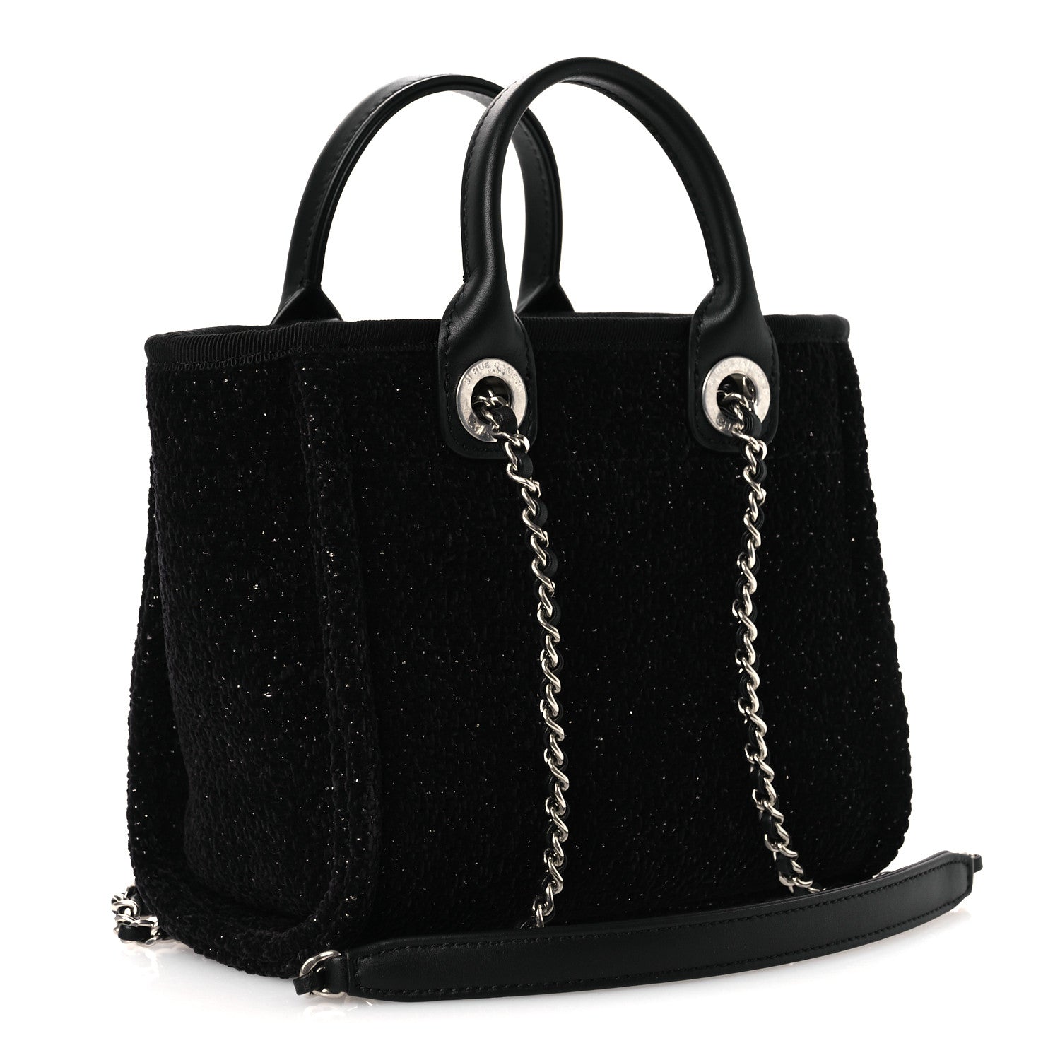 Lurex Canvas Mini Deauville Tote Black