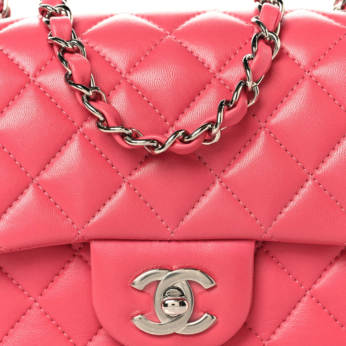 Lambskin Quilted Mini Square Flap Pink