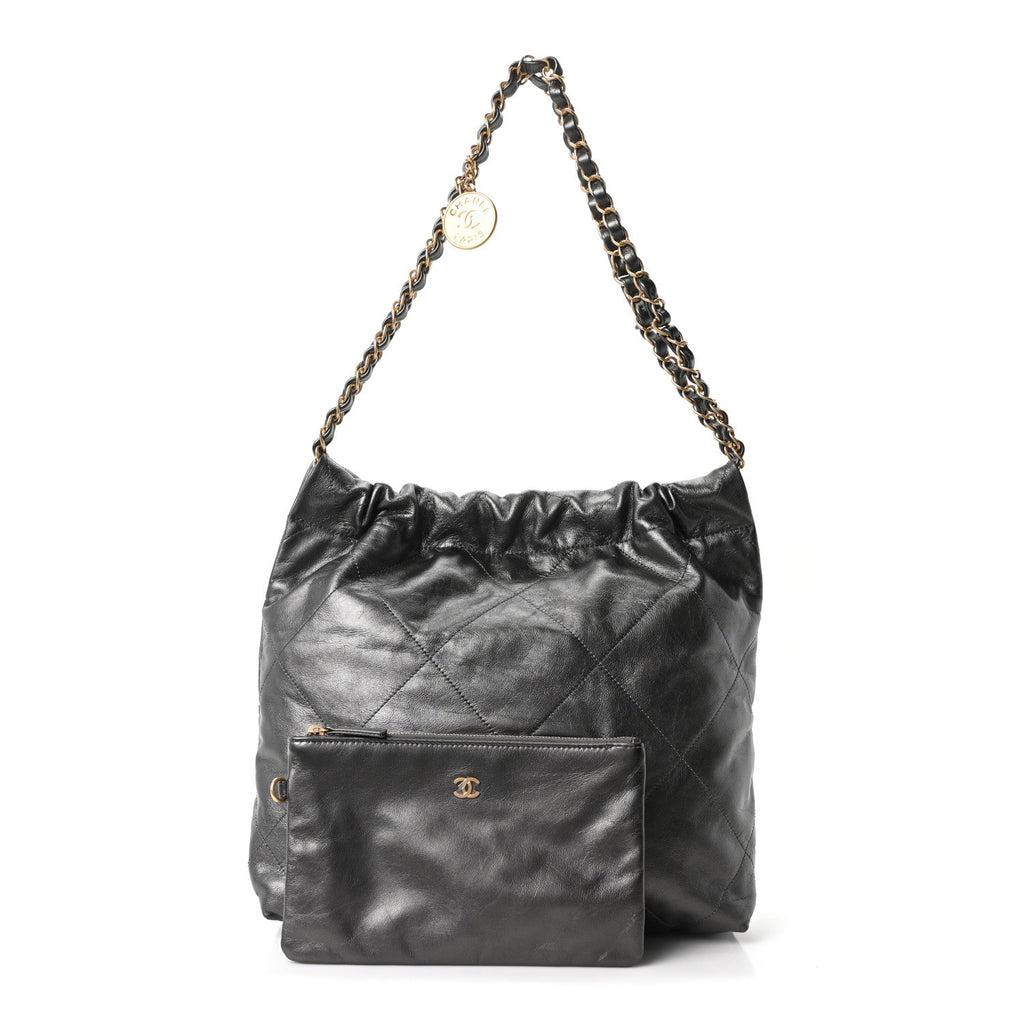 Metallic Calfskin Quilted Small Chanel 22 Ruthenium