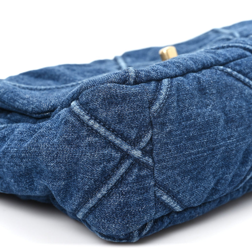 Denim Quilted Medium Chanel 19 Flap Blue