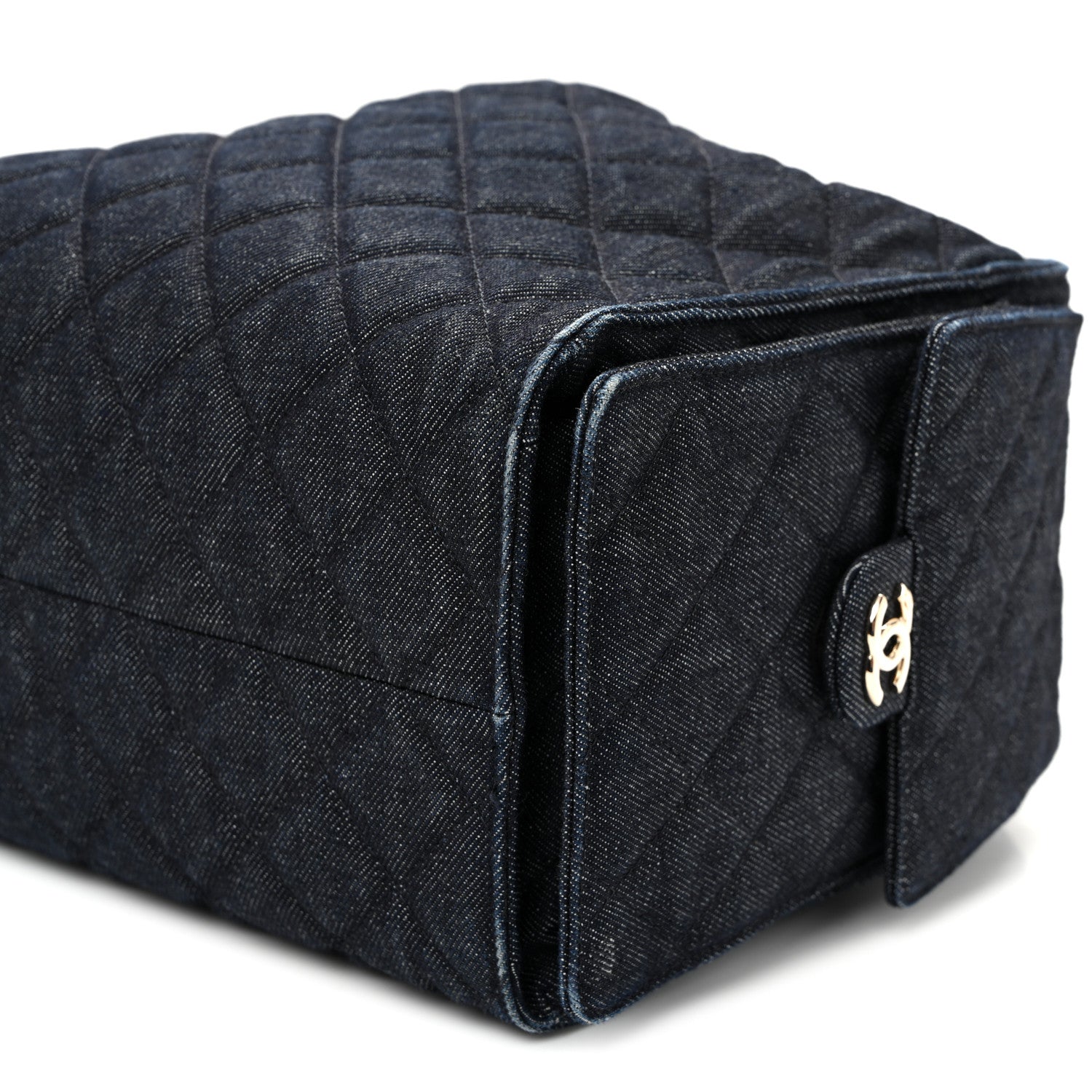Denim Quilted Medium Chanel 25 Handbag Dark Blue