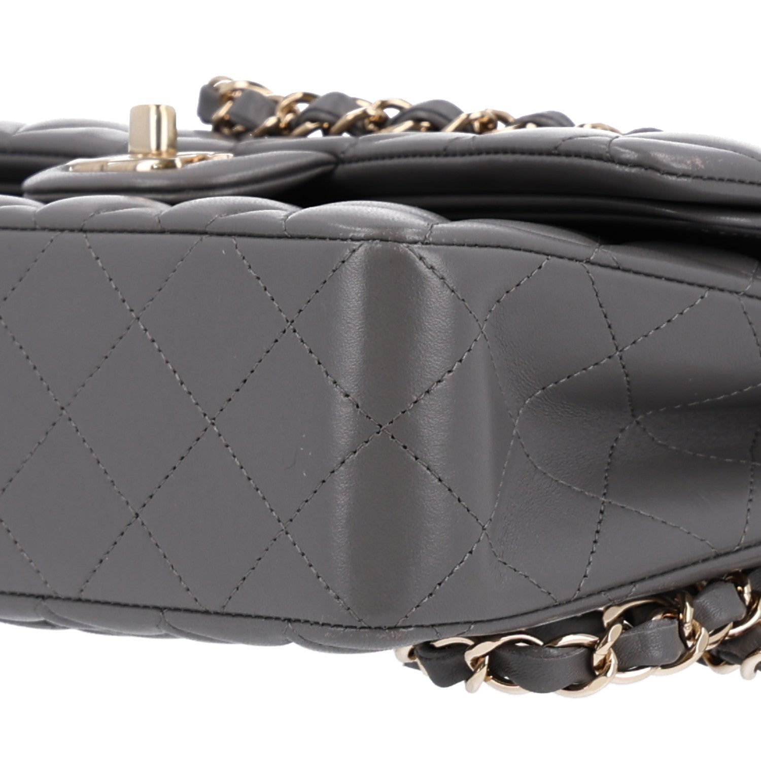 Lambskin Quilted Small Double Flap Grey