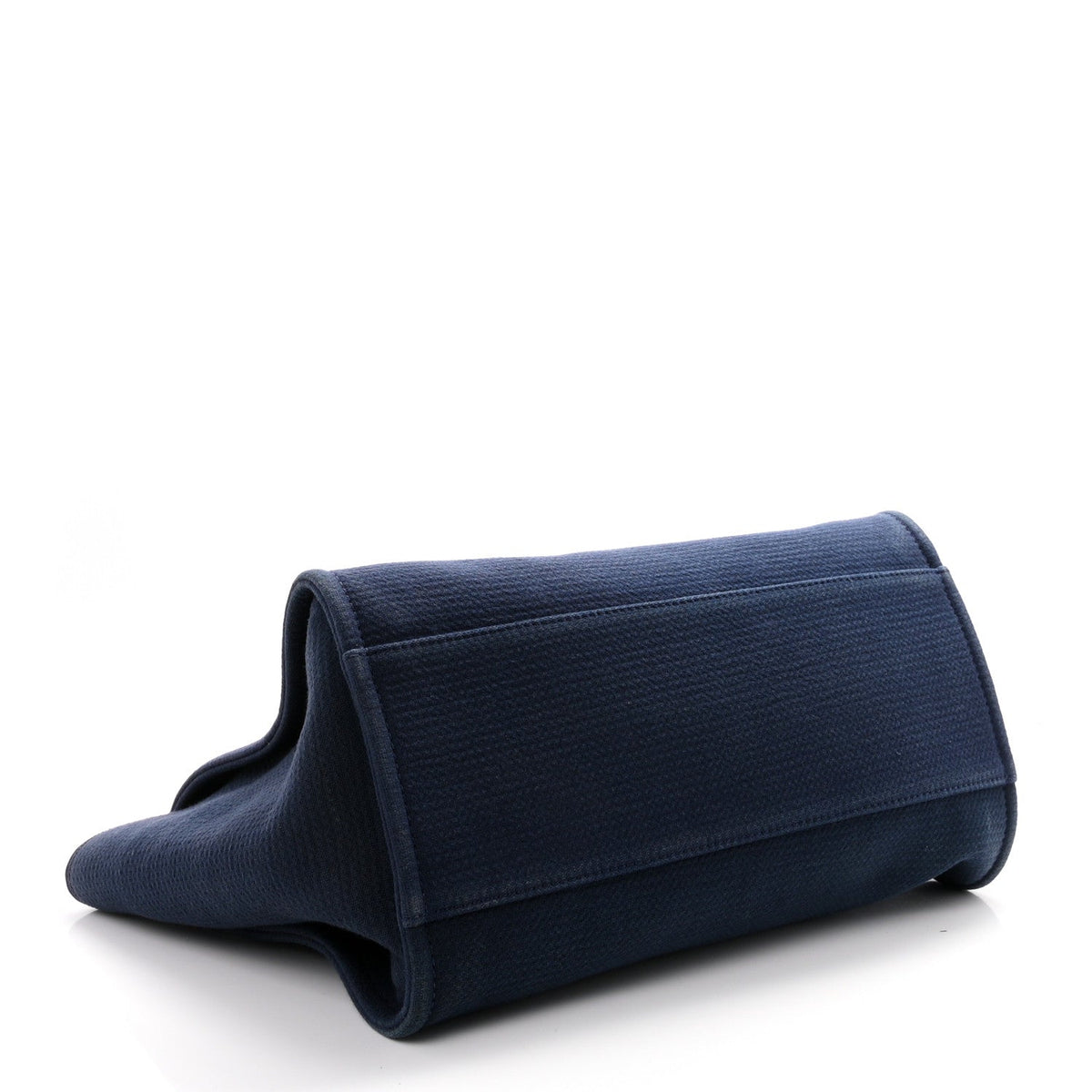 Mixed Fibers Calfskin Medium Deauville Tote Navy Blue