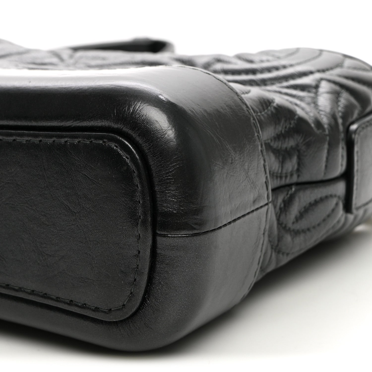 Aged Calfskin CC Quilted Small Gabrielle Hobo Black