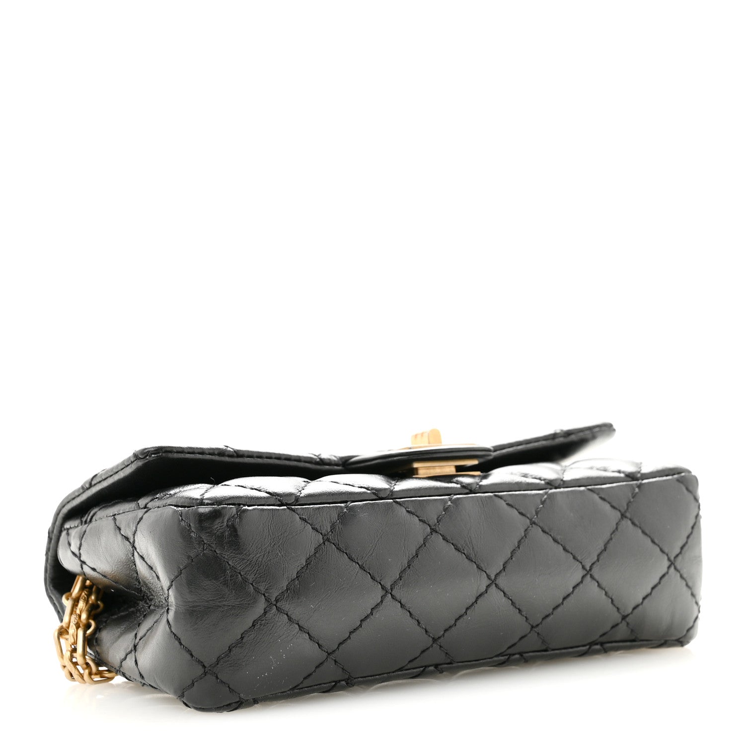 Aged Calfskin Quilted 2.55 Reissue Chain Waist Bag Black