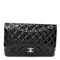 Patent Quilted Jumbo Double Flap Black