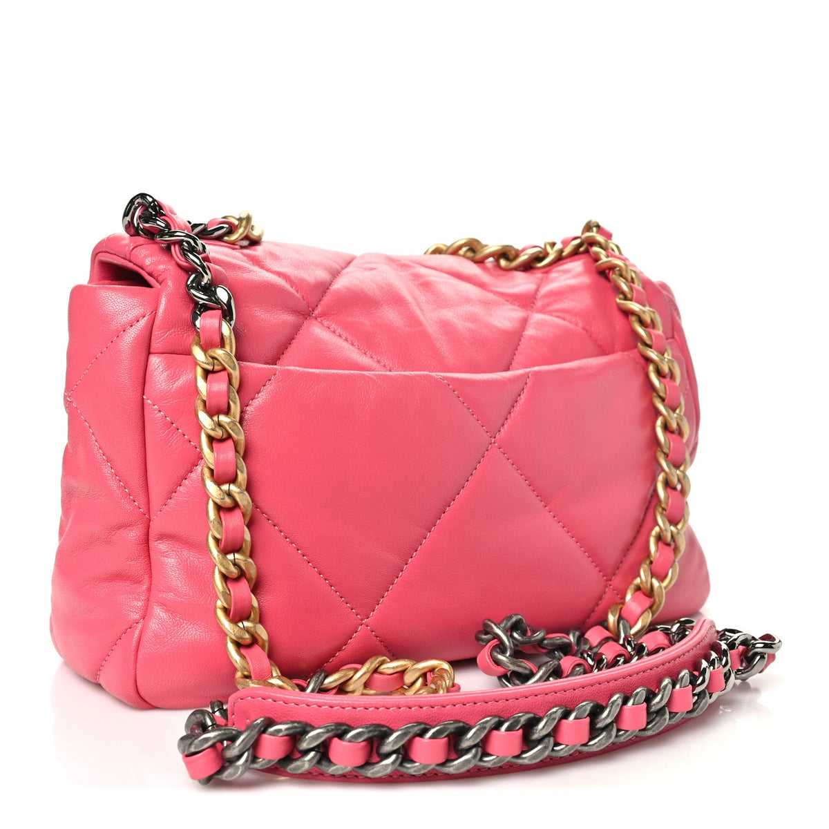 Goatskin Quilted Medium Chanel 19 Flap Pink
