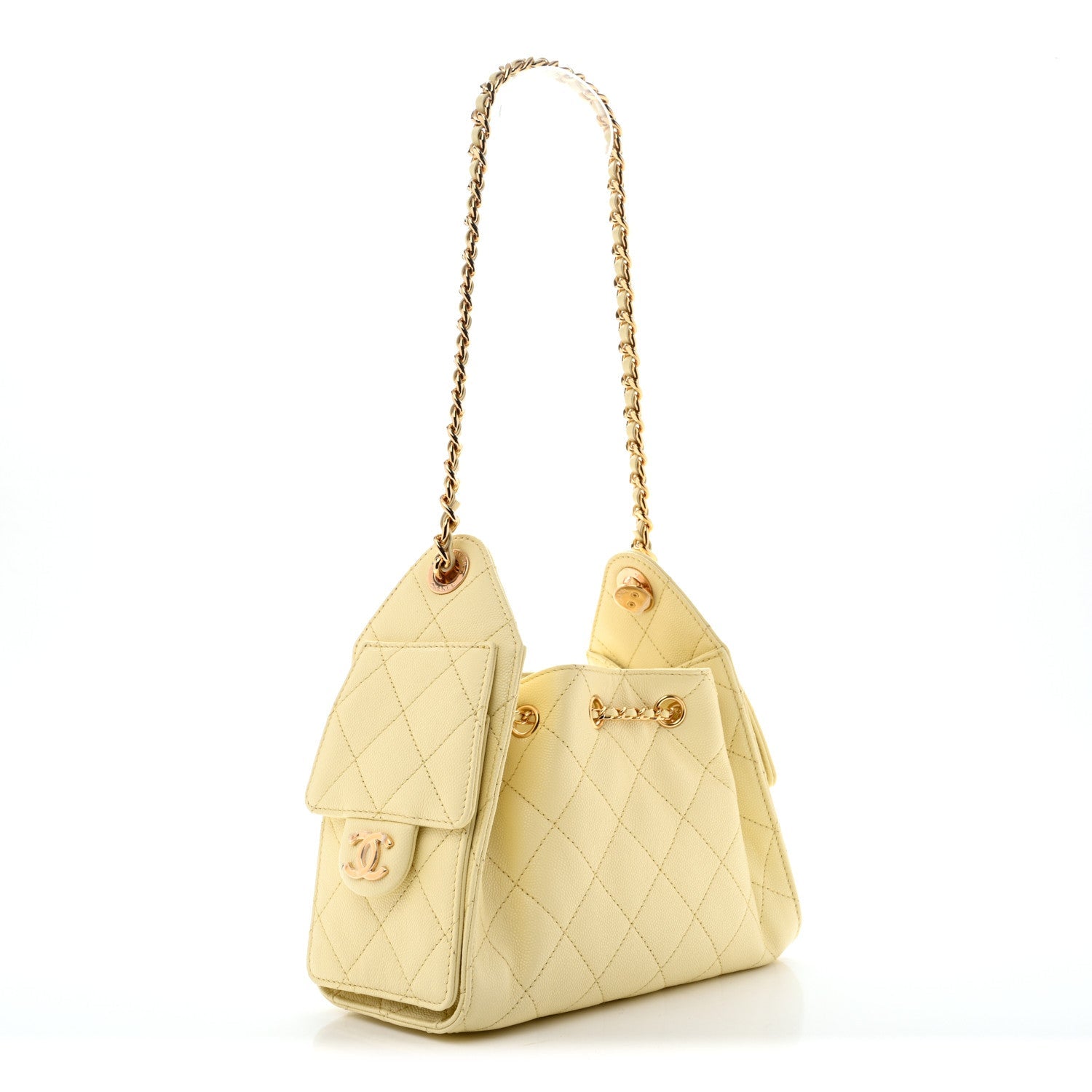 Caviar Quilted Mini Chanel 25 Handbag Light Yellow