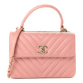 Lambskin Chevron Quilted Small Trendy CC Dual Handle Flap Bag Light Pink
