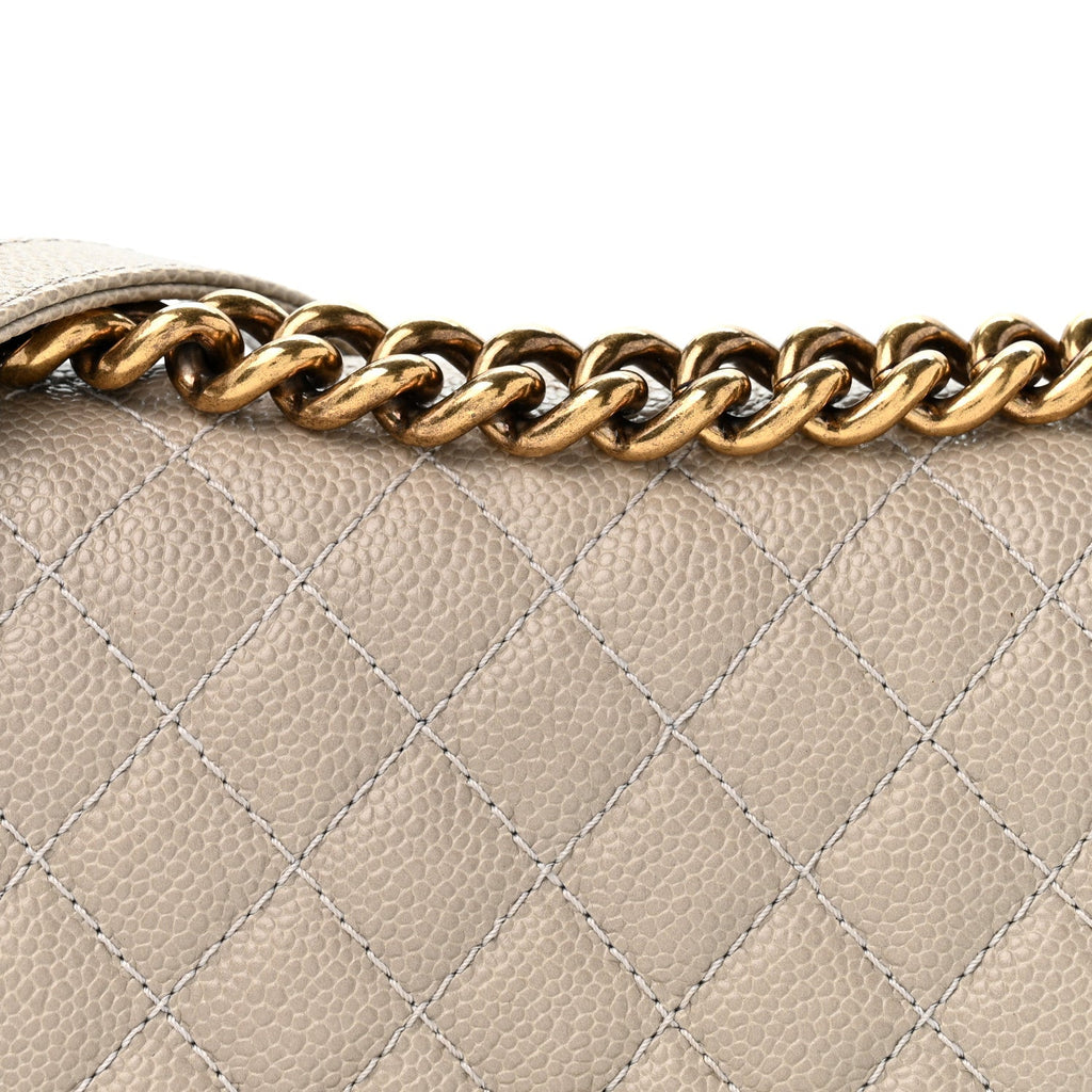 Caviar Quilted Small Boy Flap Grey