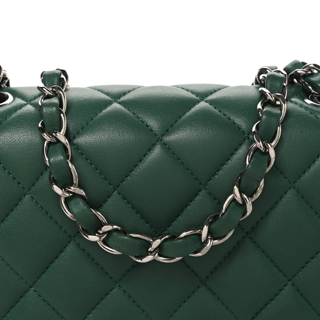 Lambskin Quilted Mini Square Flap Green