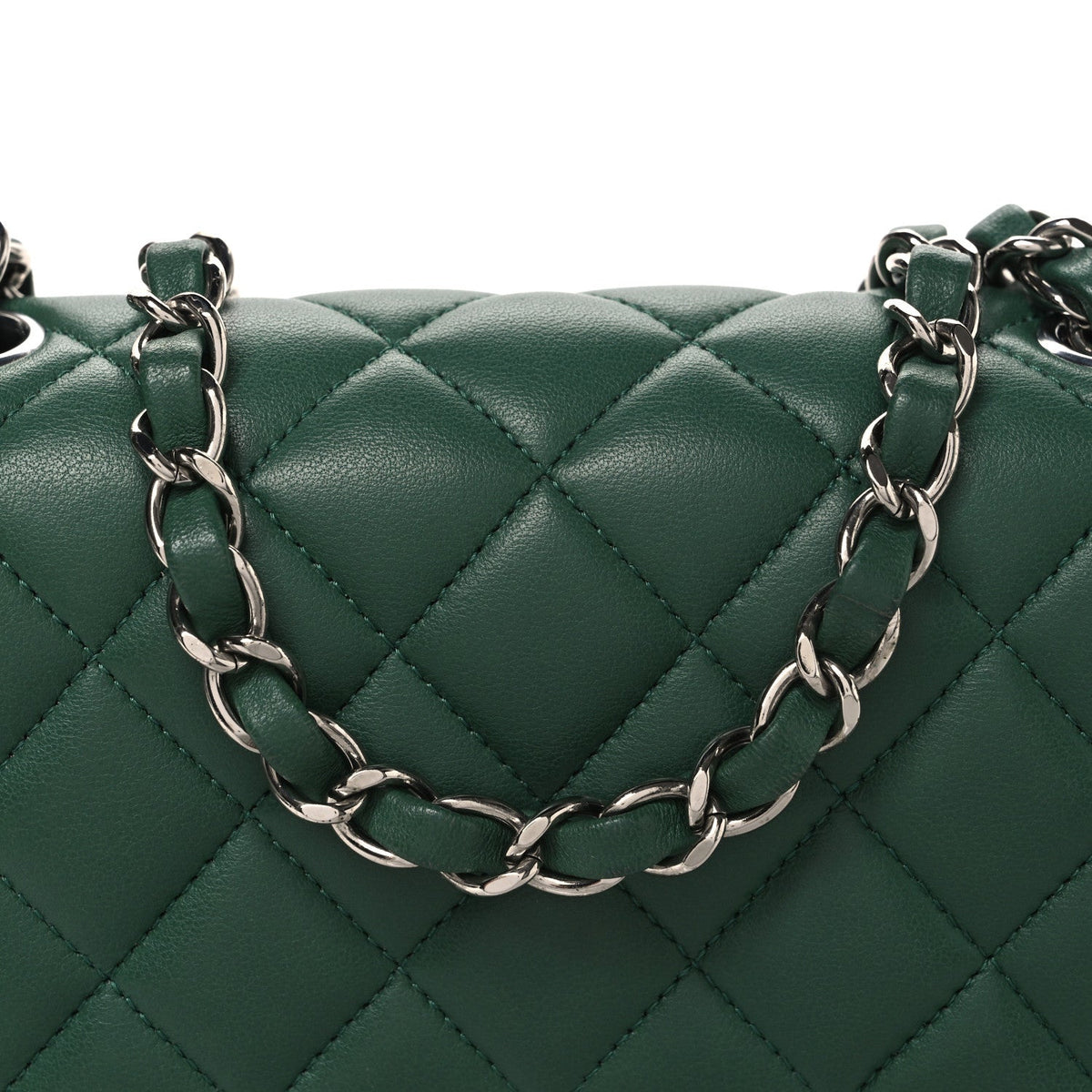 Lambskin Quilted Mini Square Flap Green