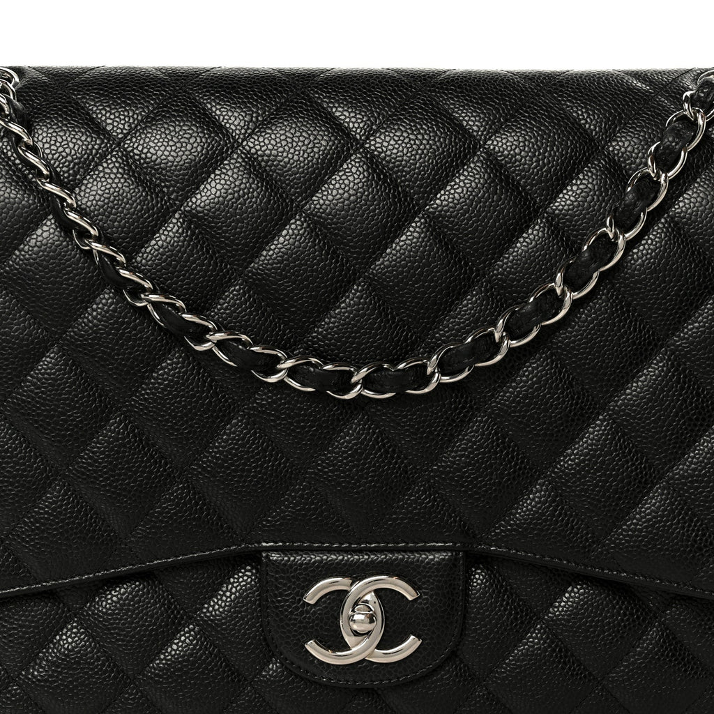 Caviar Quilted Maxi Double Flap Black