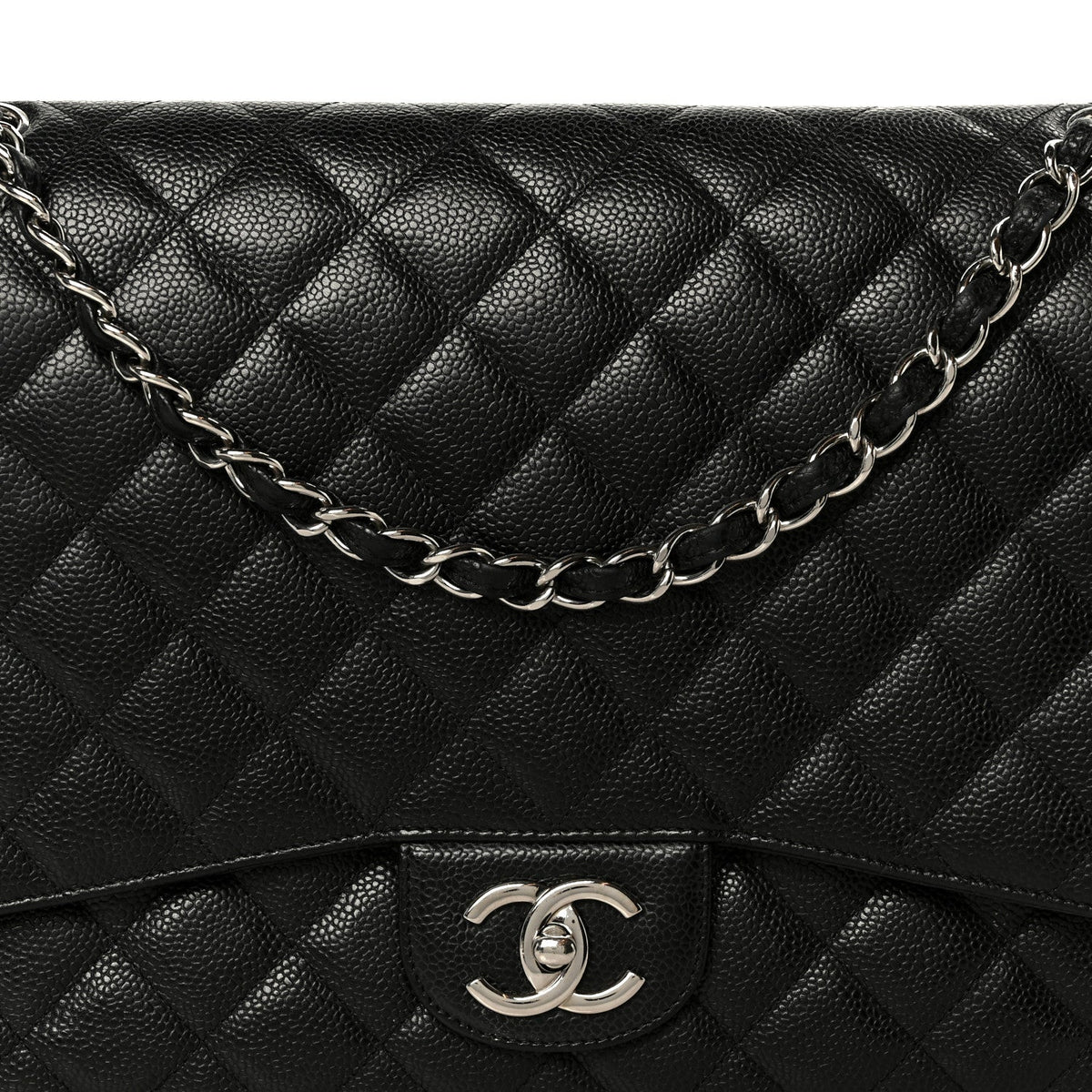 Caviar Quilted Maxi Double Flap Black