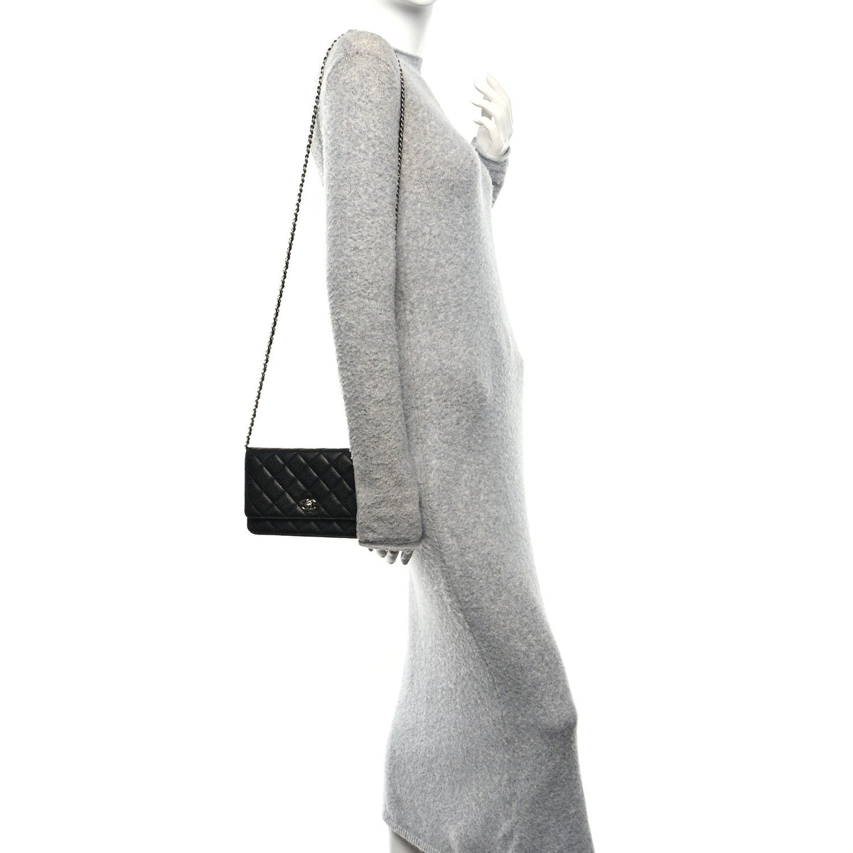 Caviar Quilted CC Turnlock Wallet On Chain WOC Black