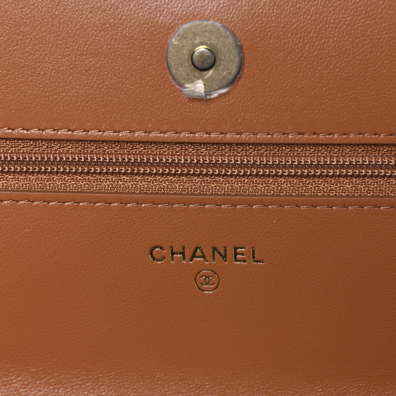 Lambskin Quilted Chanel 19 Wallet On Chain WOC Brown