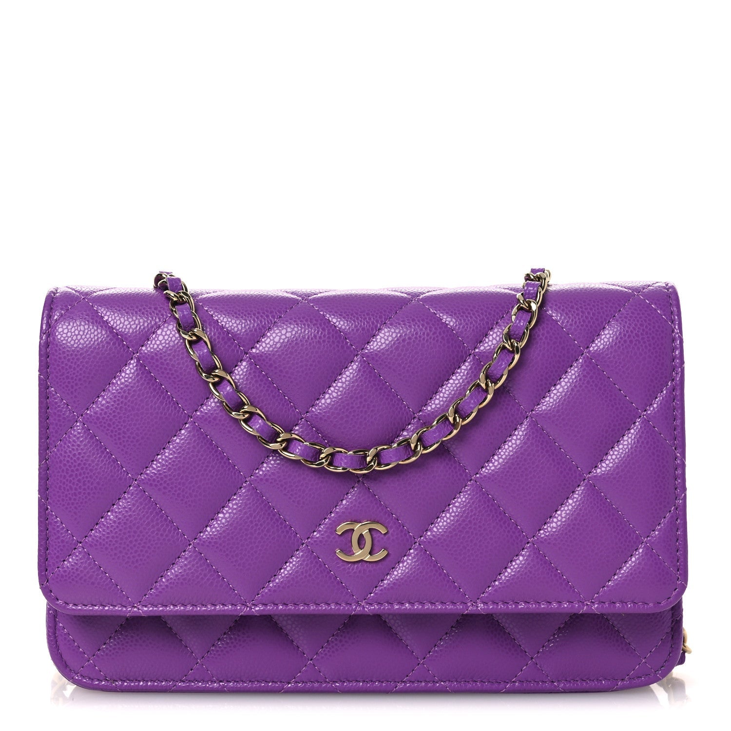 Caviar Quilted Wallet On Chain WOC Purple