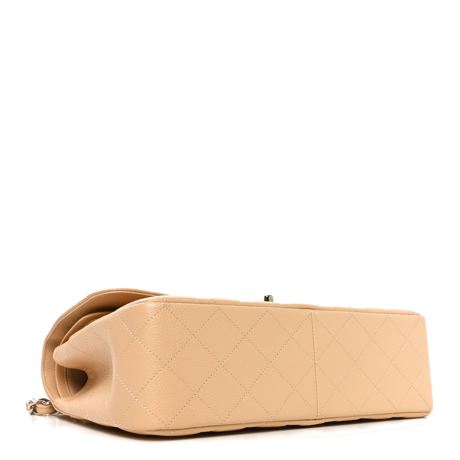Caviar Quilted Jumbo Double Flap Beige Clair