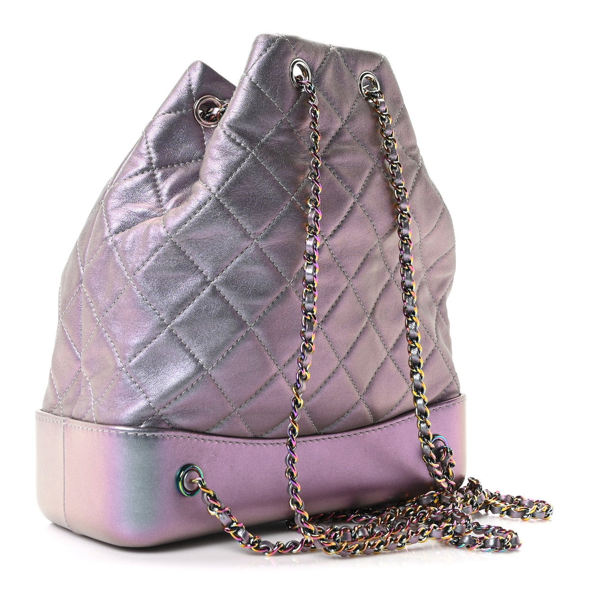 Iridescent Lambskin Calfskin Quilted Gabrielle Backpack Light Purple