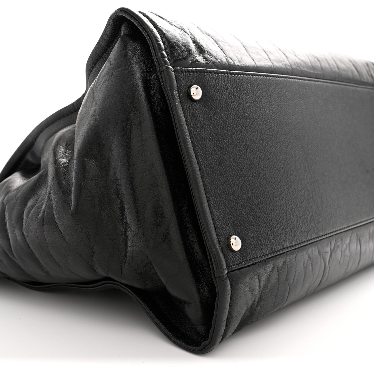 Glazed Calfskin Medium Deauville Tote Black