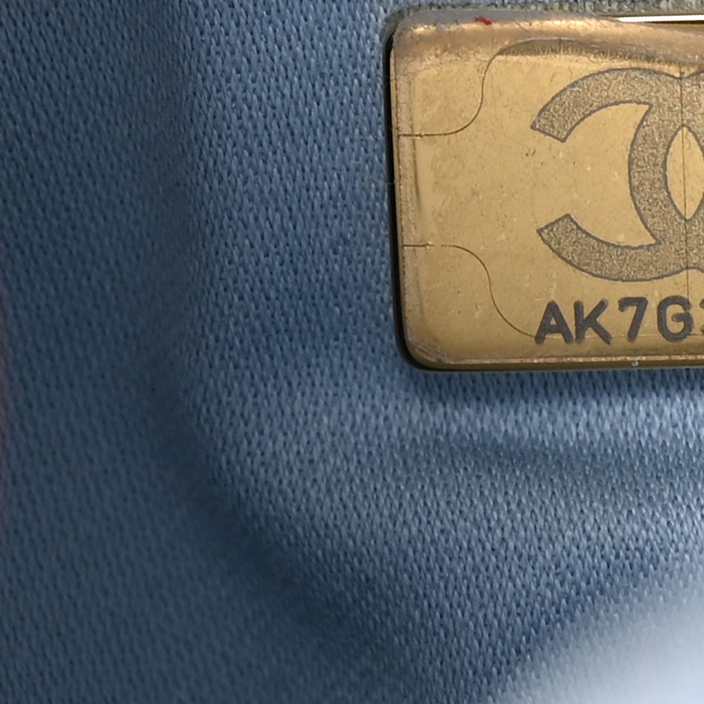 Washed Denim Quilted Medium Chanel 25 Handbag Blue