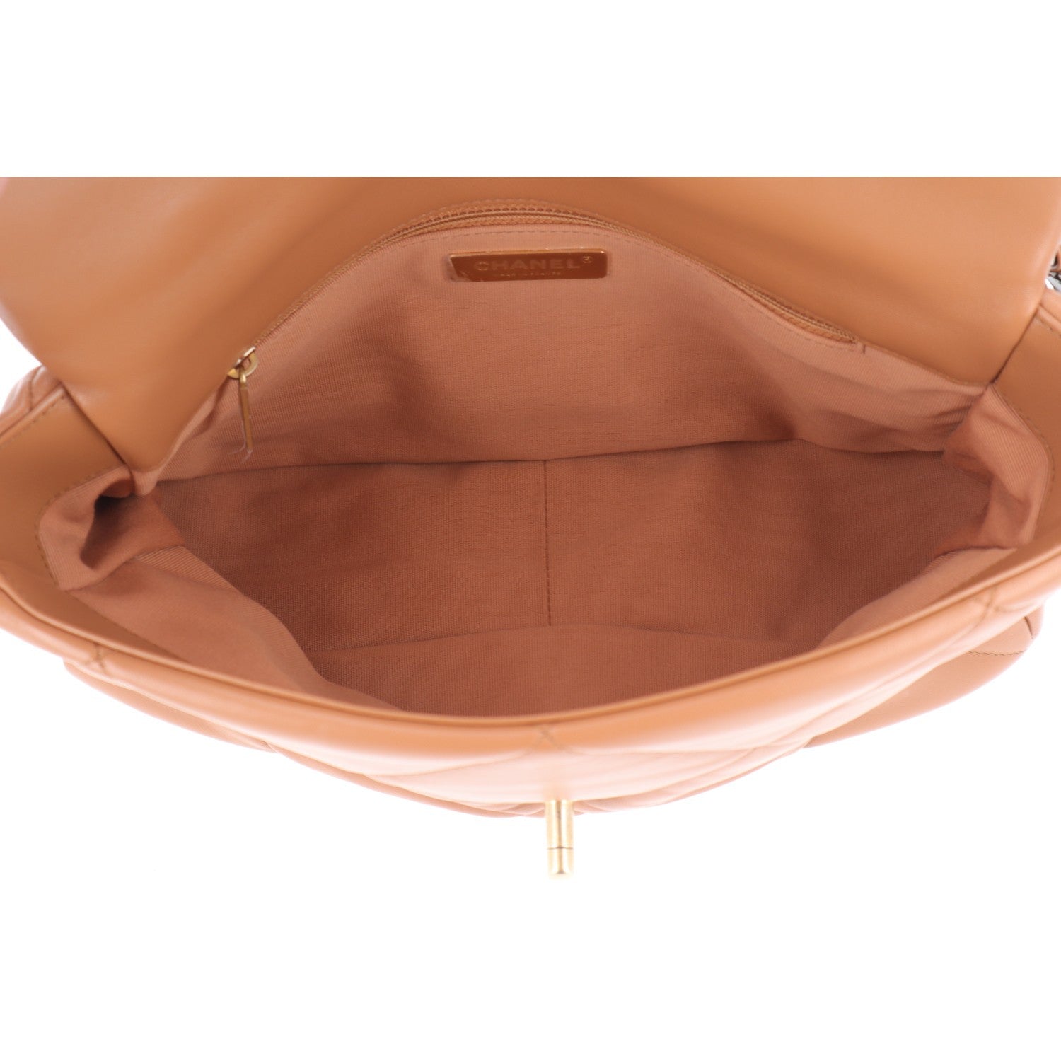 Lambskin Quilted Large Chanel 19 Flap Brown