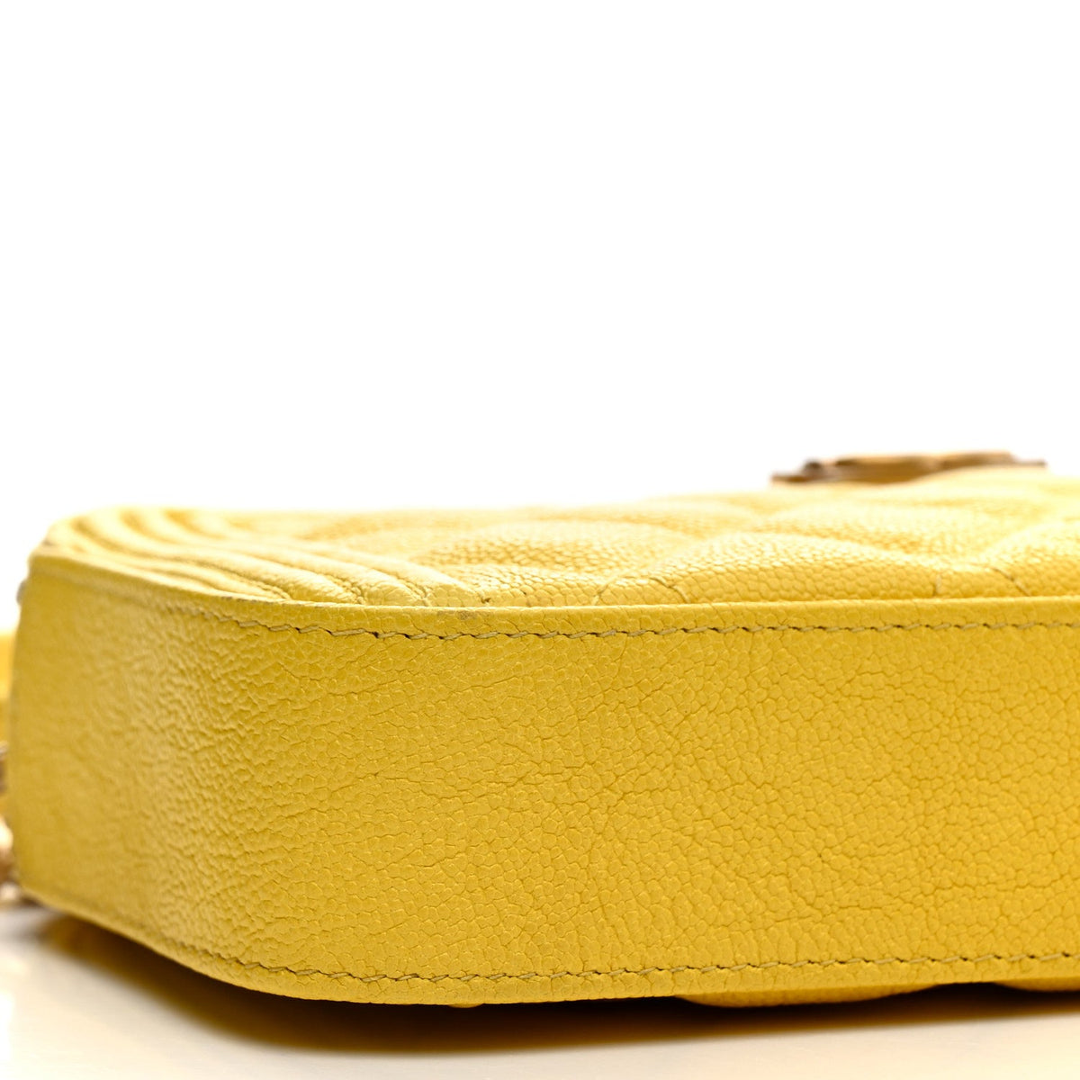Caviar Quilted Small Boy Clutch With Chain Yellow
