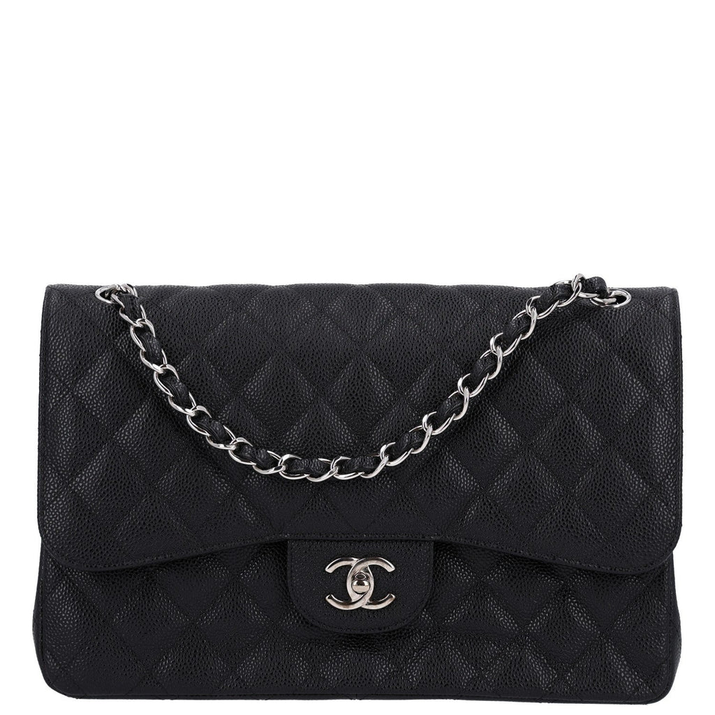 Caviar Quilted Jumbo Double Flap Black