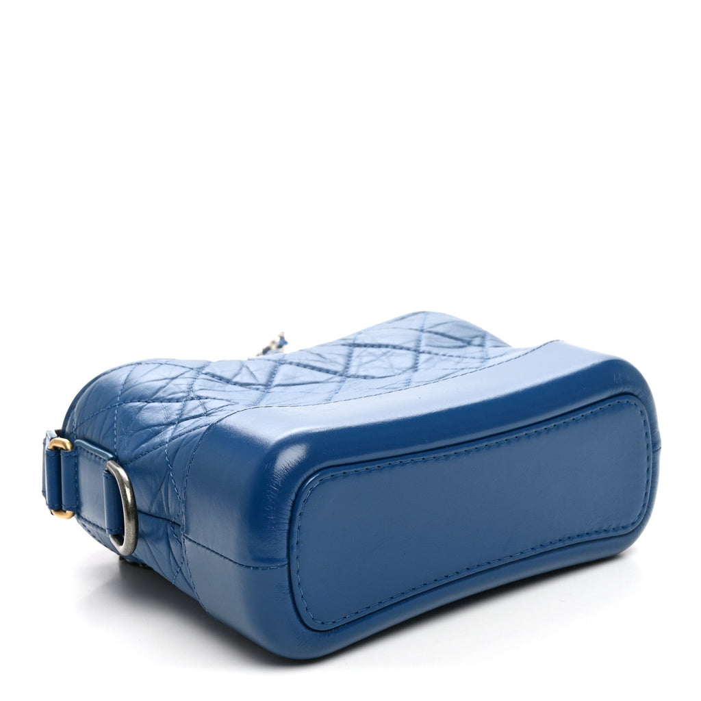 Aged Calfskin Quilted Small Gabrielle Hobo Blue