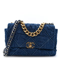 Denim Quilted Large Chanel 19 Flap Blue