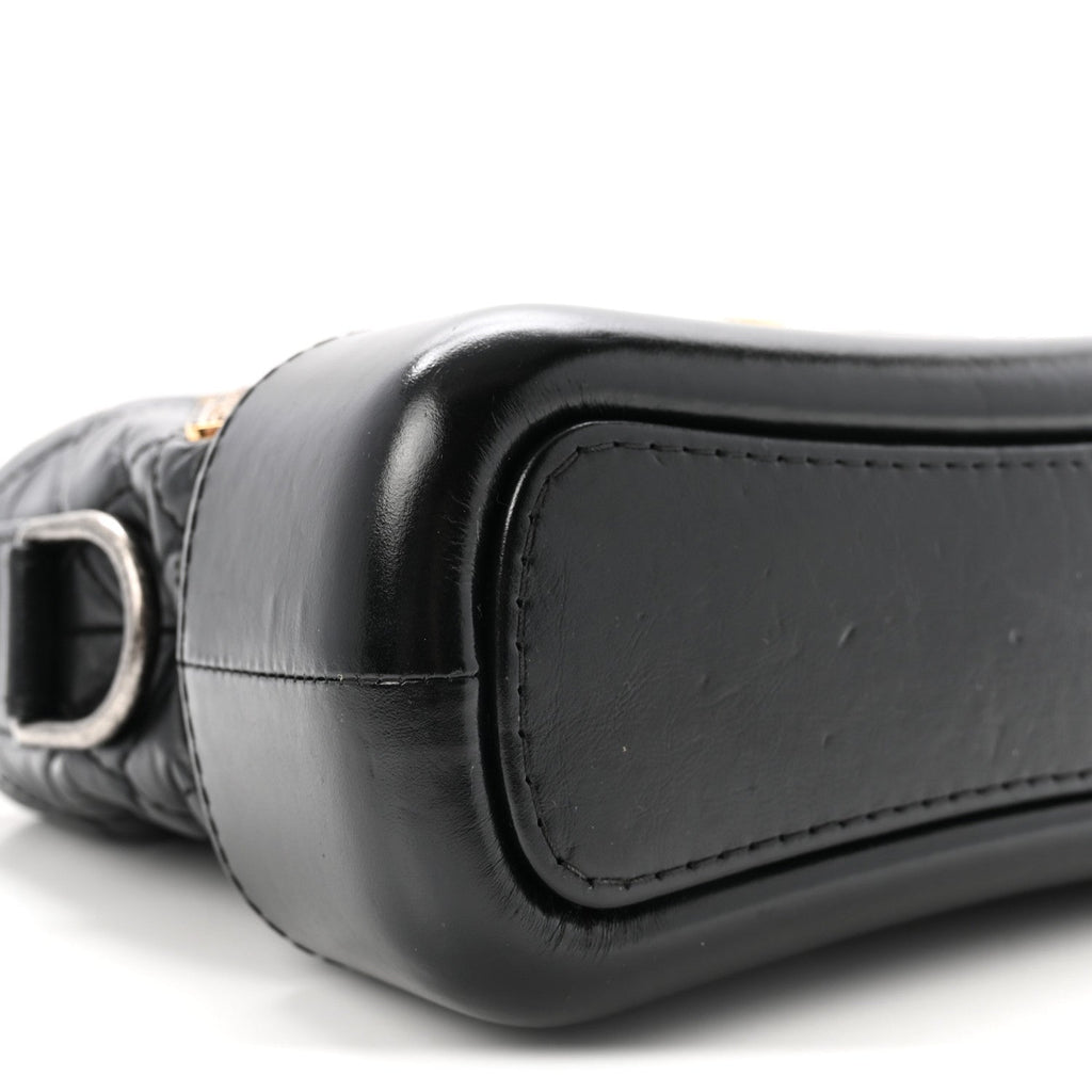 Aged Calfskin Quilted Charms Small Gabrielle Hobo Black