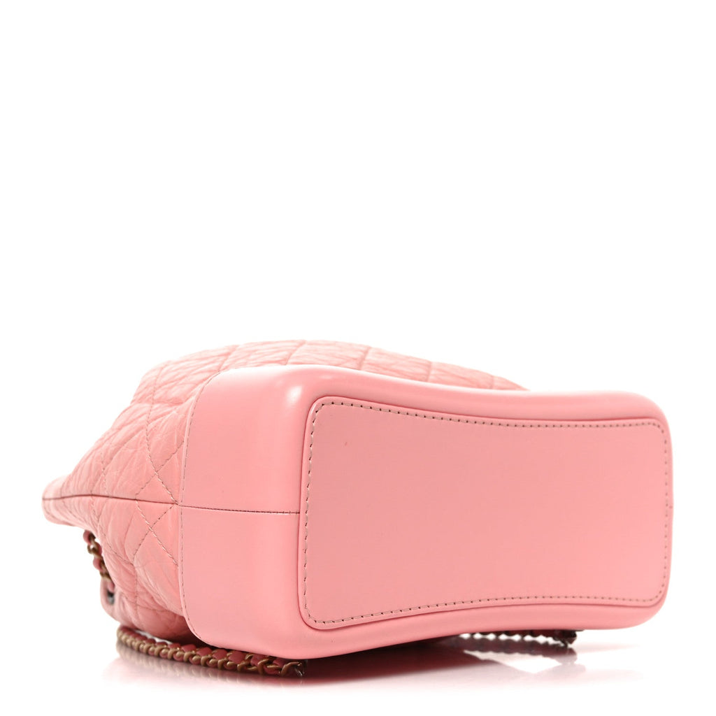 Aged Calfskin Quilted Small Gabrielle Backpack Pink