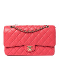 Caviar Quilted Medium Double Flap Red