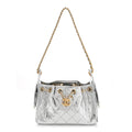 Metallic Aged Calfskin Quilted Mini Chanel 25 Handbag Silver