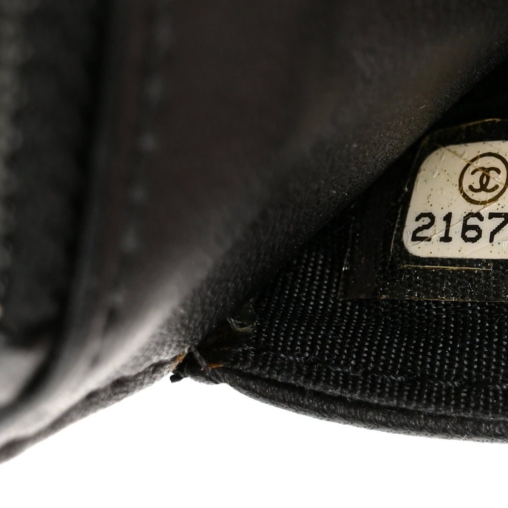 Lambskin Camellia Embossed Wallet On Chain WOC Black Gold