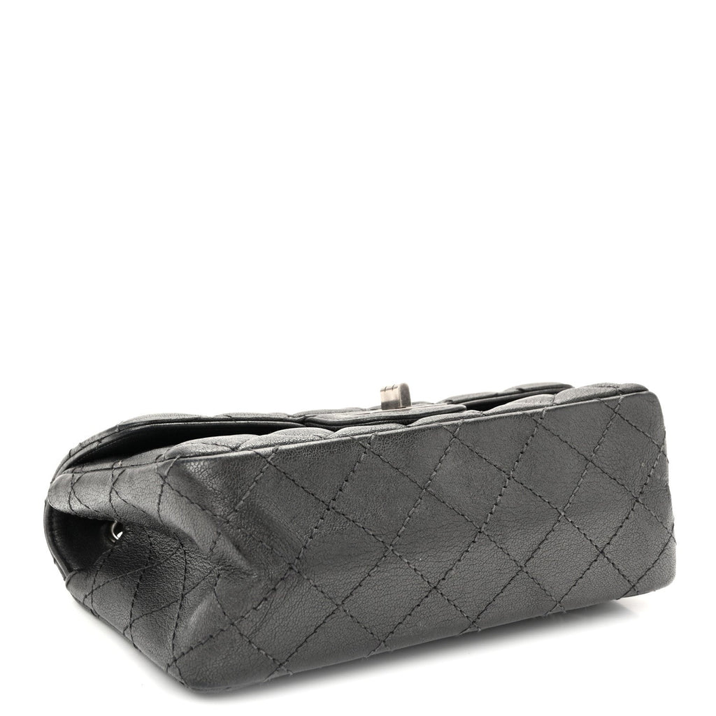 Goatskin Quilted 2.55 Reissue Mini Flap  Dark Silver
