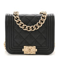 Caviar Quilted Boy Flap Waist Belt Bag Black