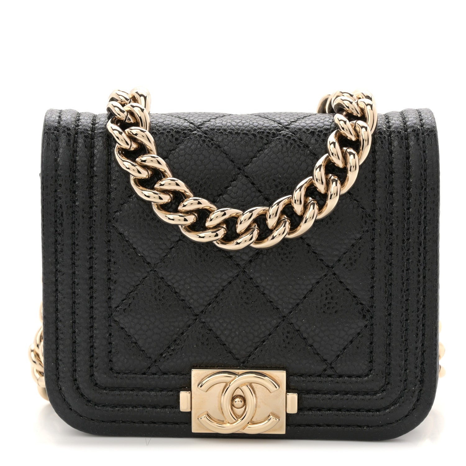 Caviar Quilted Boy Flap Waist Belt Bag Black