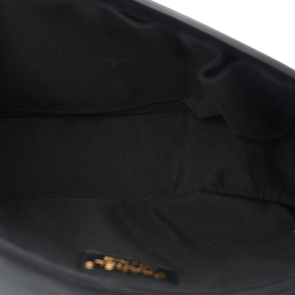Lambskin Braided Woven Medium Boy Flap Navy Black
