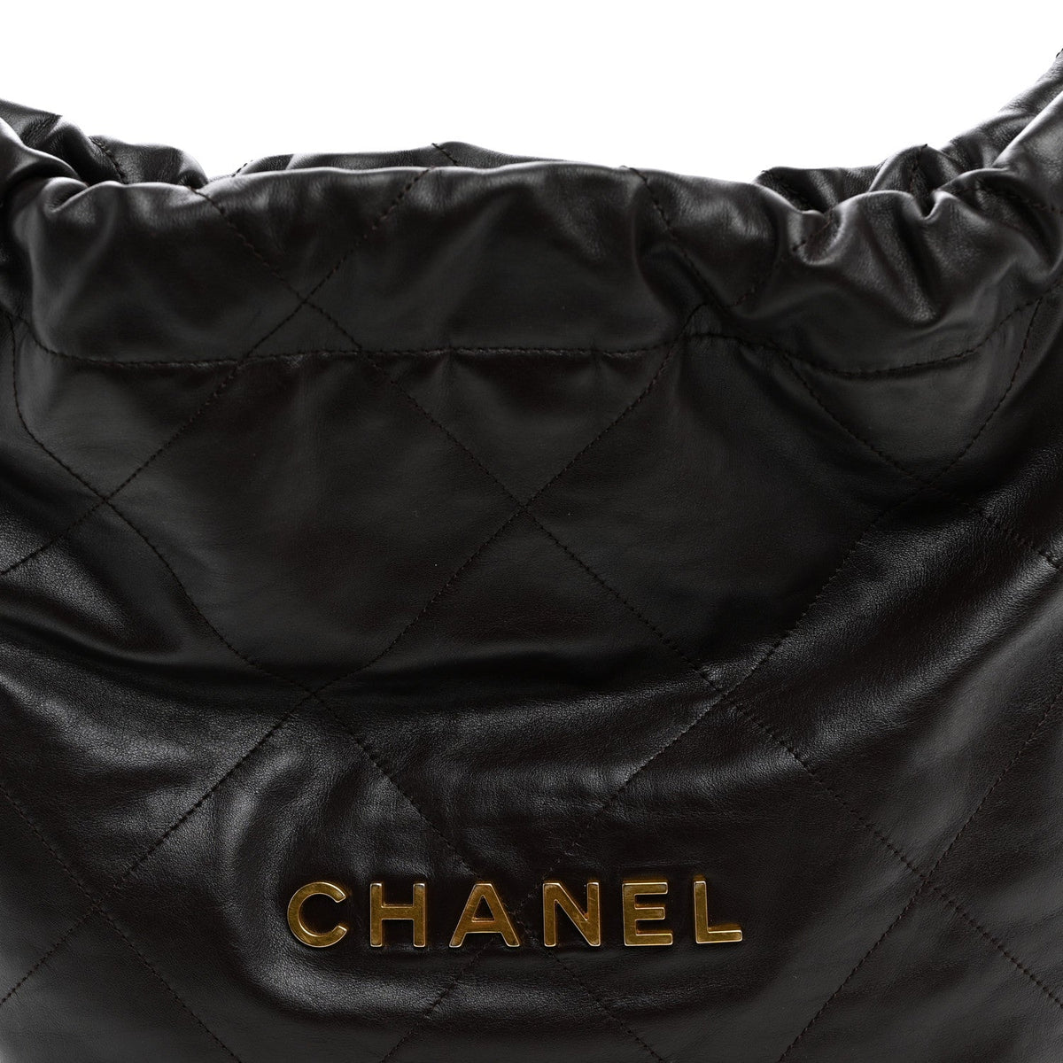 Shiny Calfskin Quilted Small Chanel 22 Dark Brown