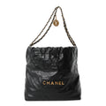 Shiny Calfskin Quilted Small Chanel 22 Black
