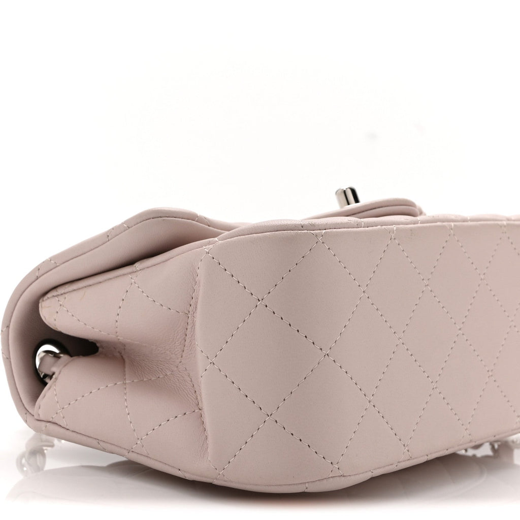 Lambskin Quilted Mini Square Flap Light Pink