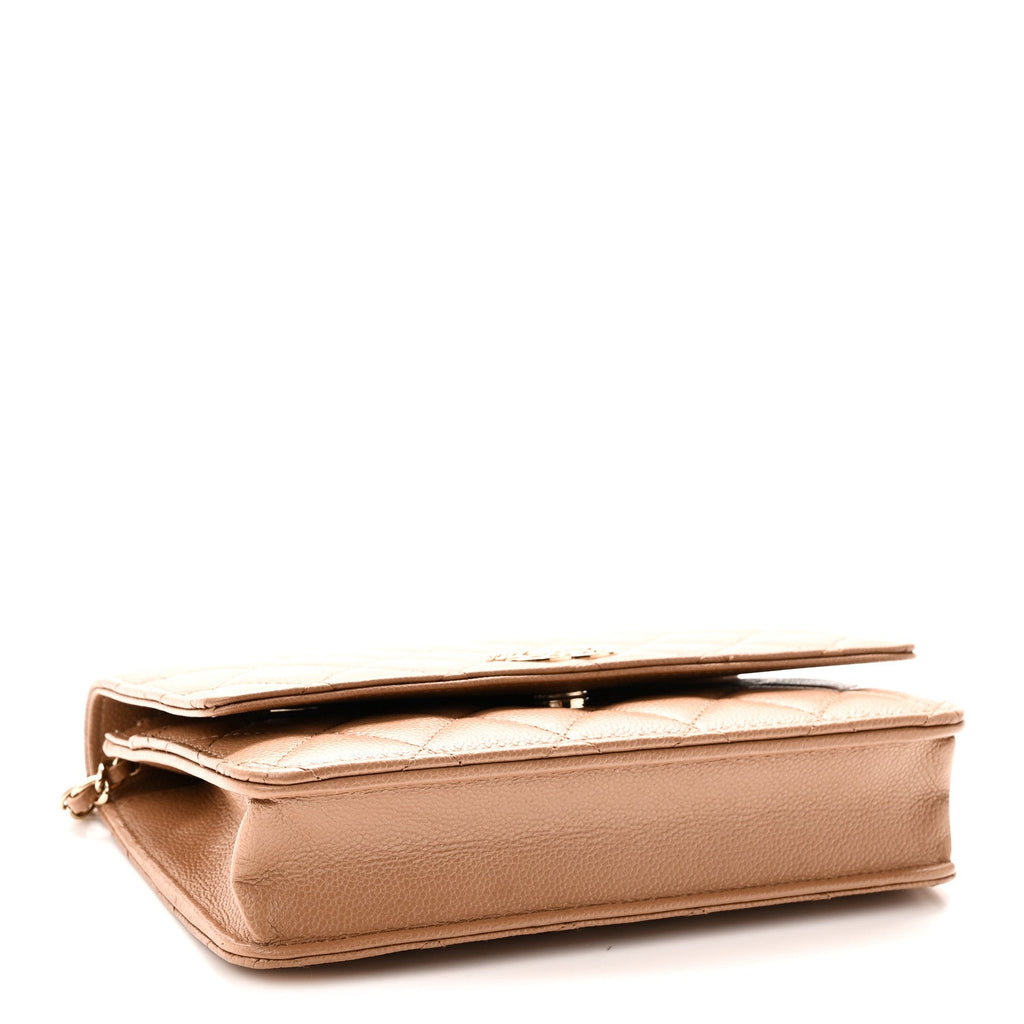 Caviar Quilted Multi Chain Wallet On Chain WOC Beige