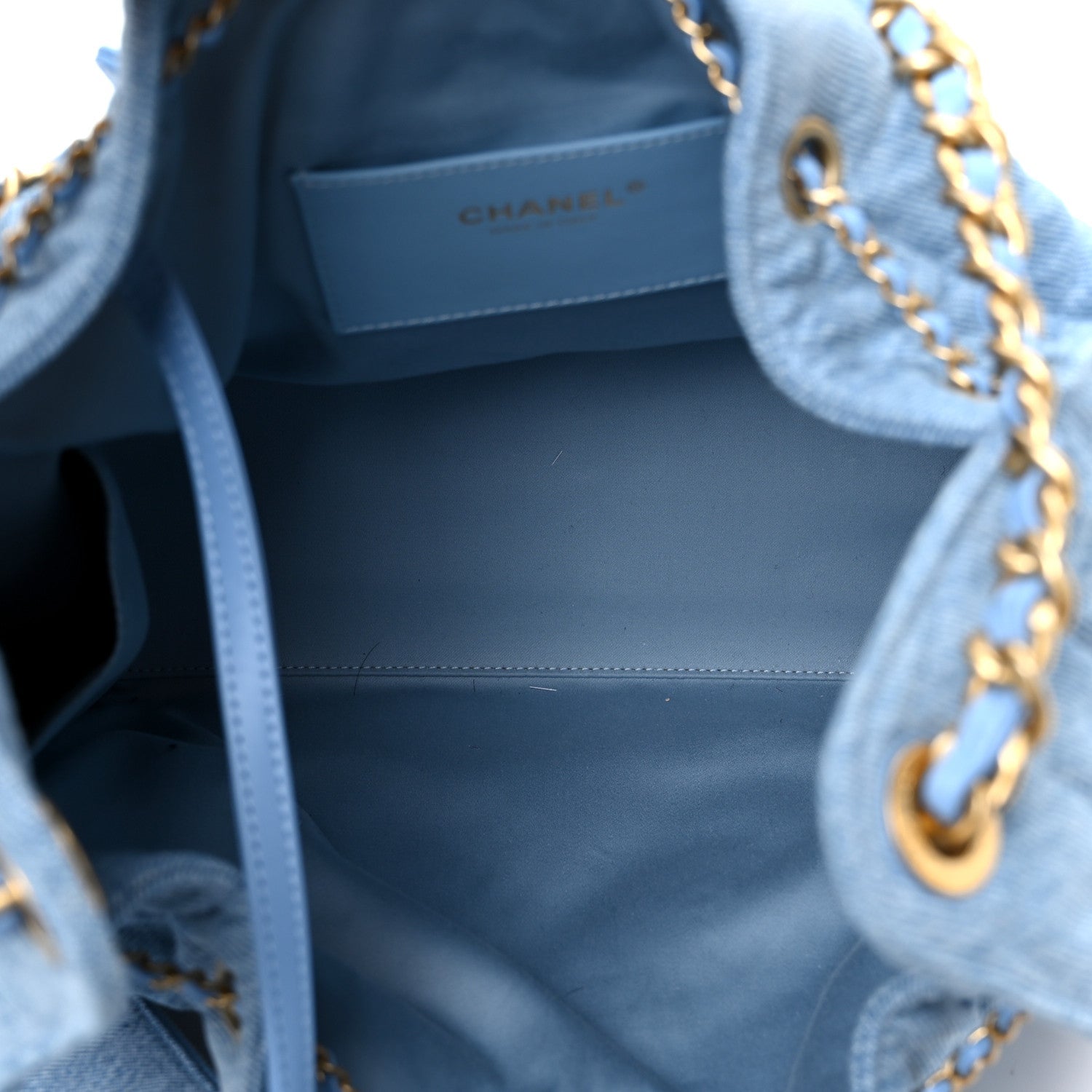 Washed Denim Quilted Medium Chanel 25 Handbag Blue