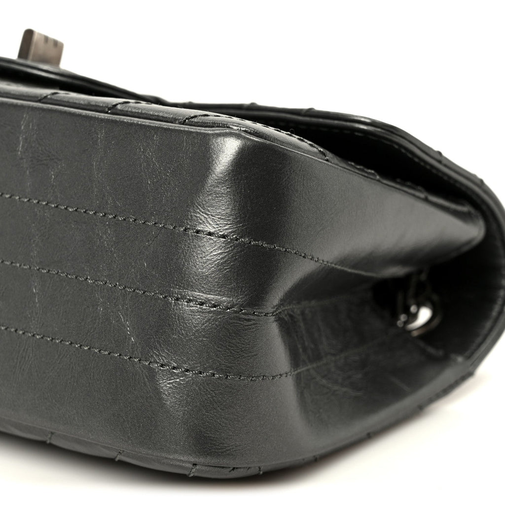 Metallic Aged Calfskin Chevron Quilted 2.55 Reissue Mini Flap Grey